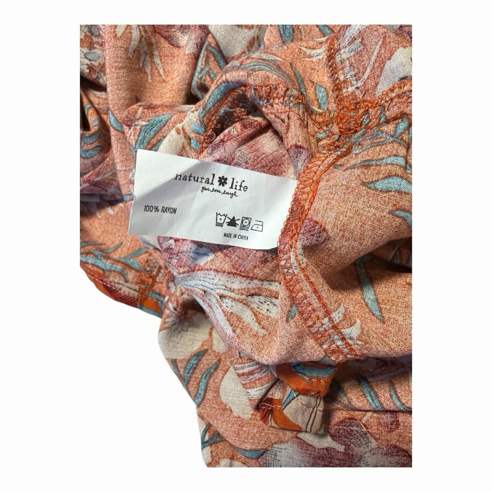 Natural Life Rebecca Midi Dress Orange Floral Boho Tiered Rayon Large - Picture 6 of 6
